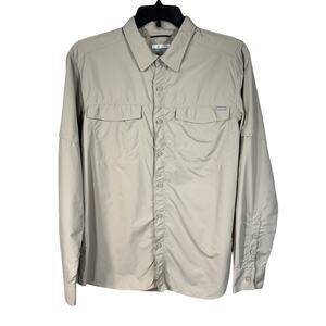 Columbia Mens Large Shirt Button-Up Quick-Dry Long Roll-Tab Sleeve Pocket Vented